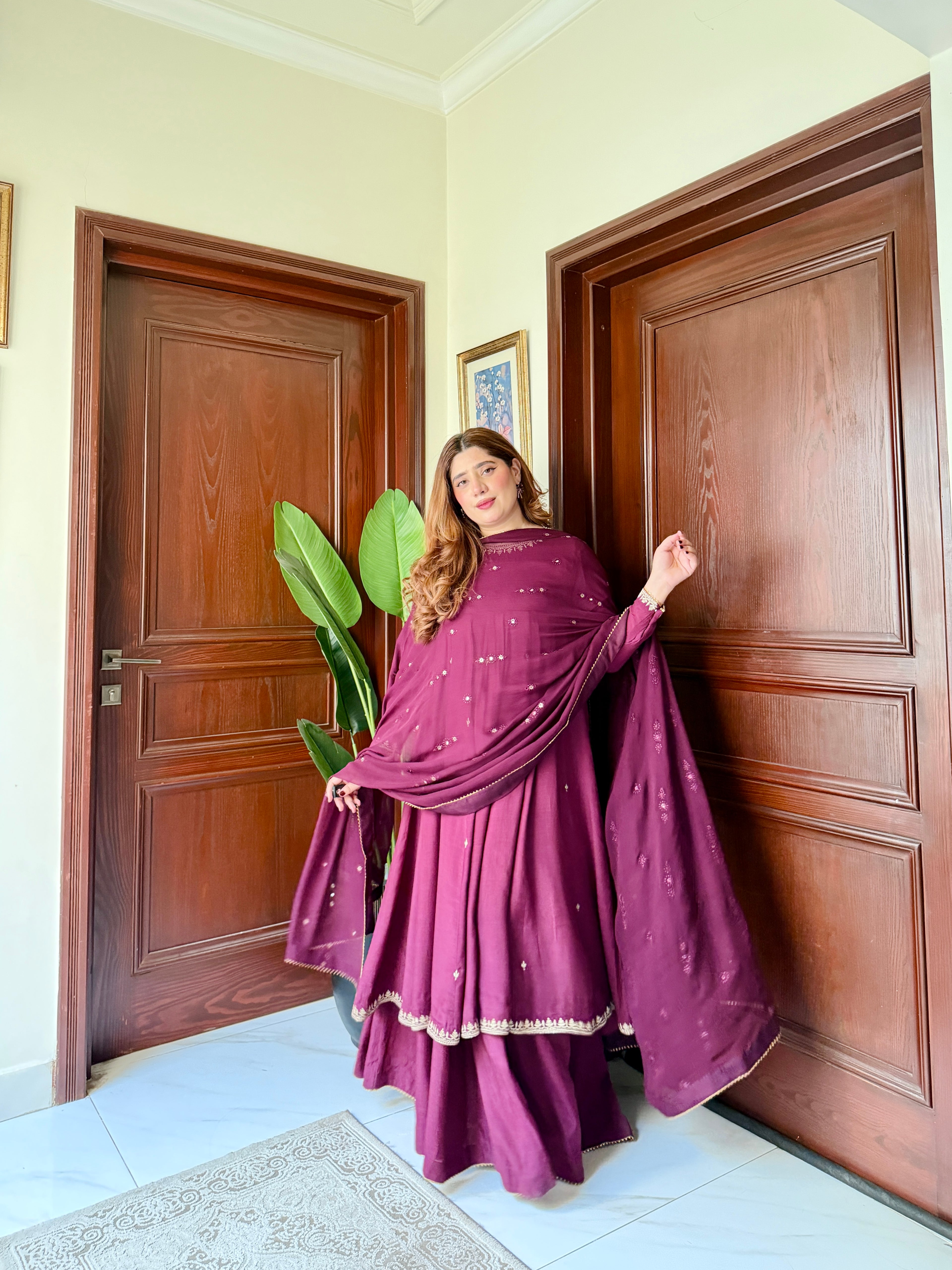 Plum Embroidered Frock