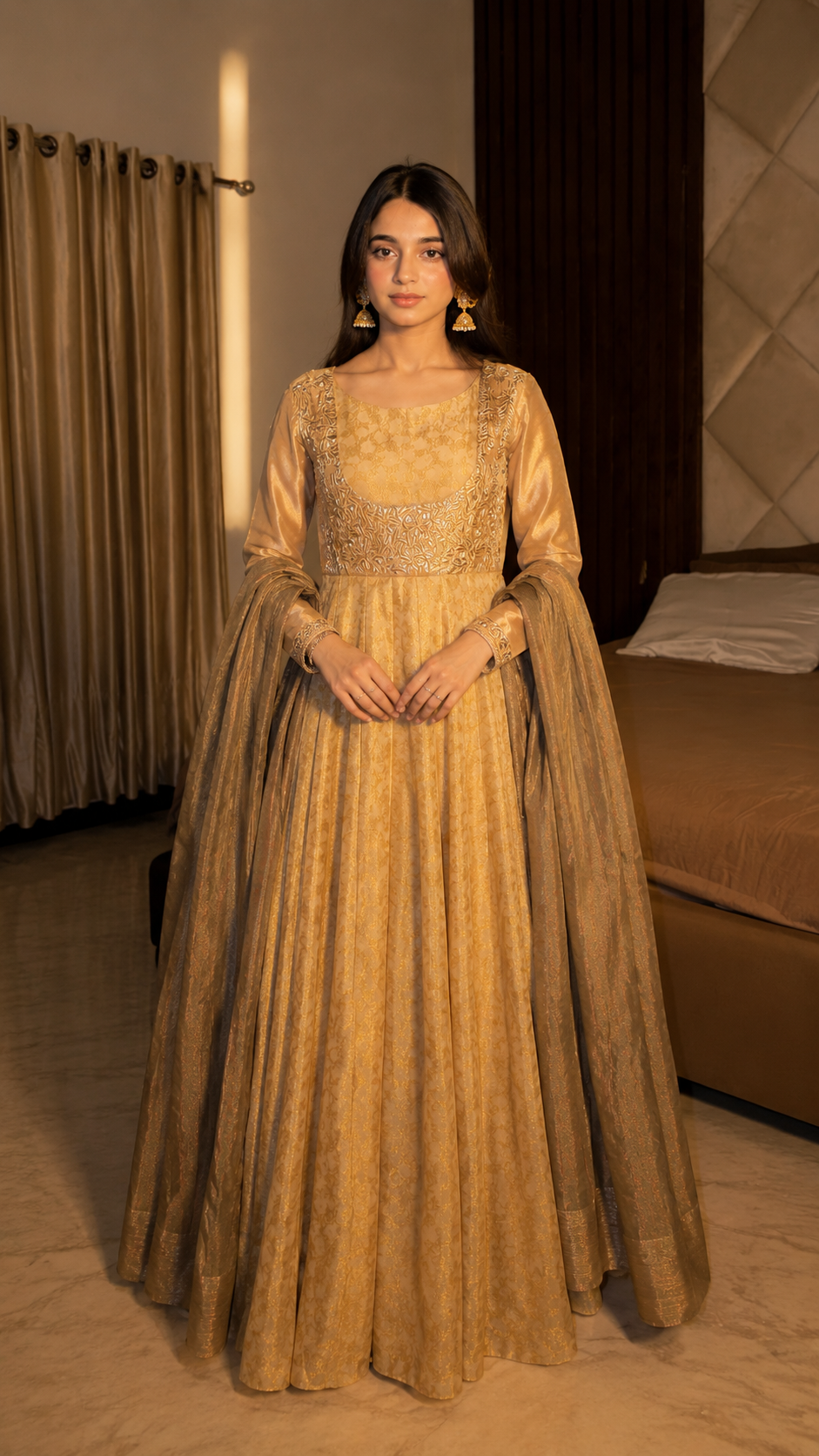Golden Embroidered Frock