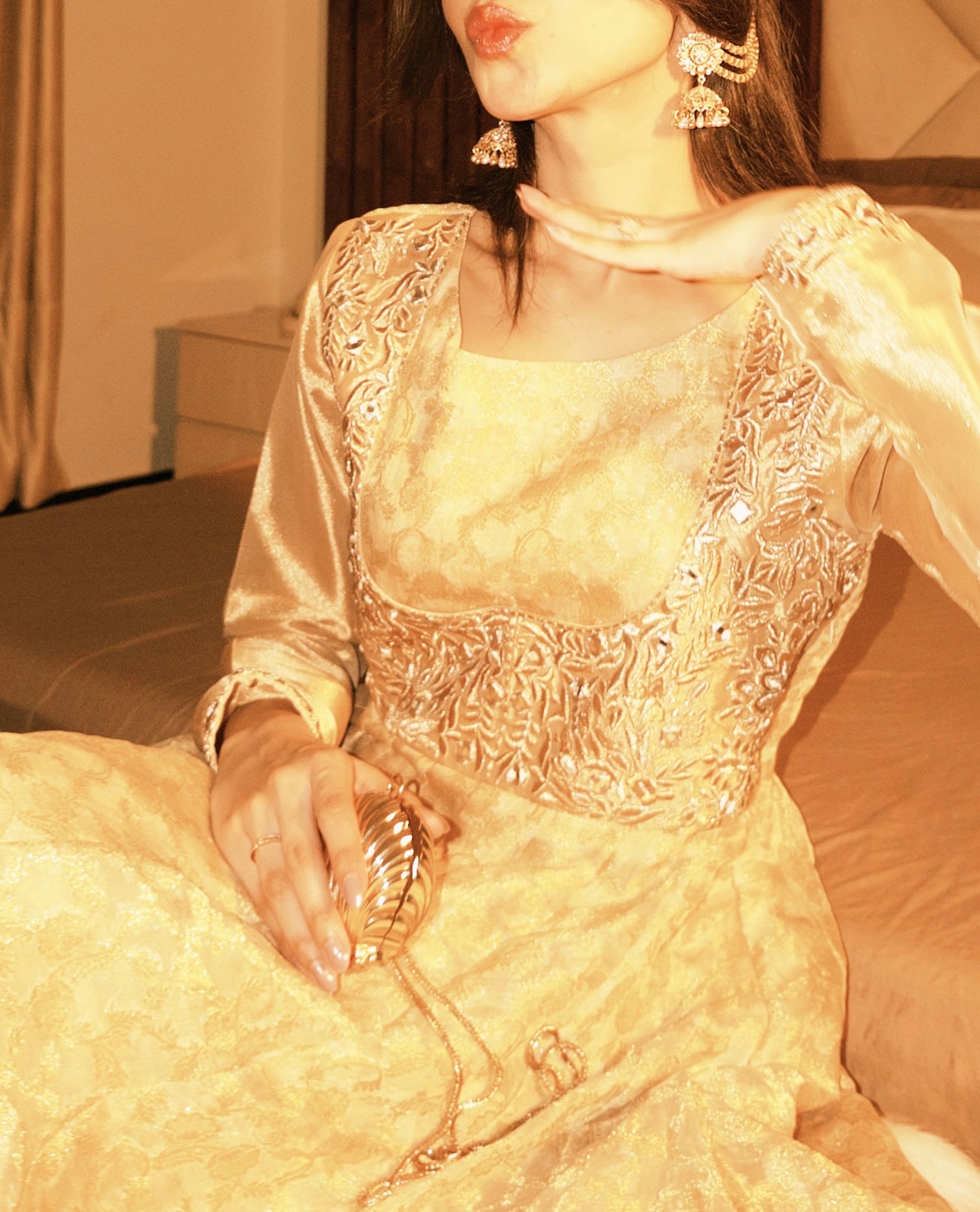 Golden Embroidered Frock