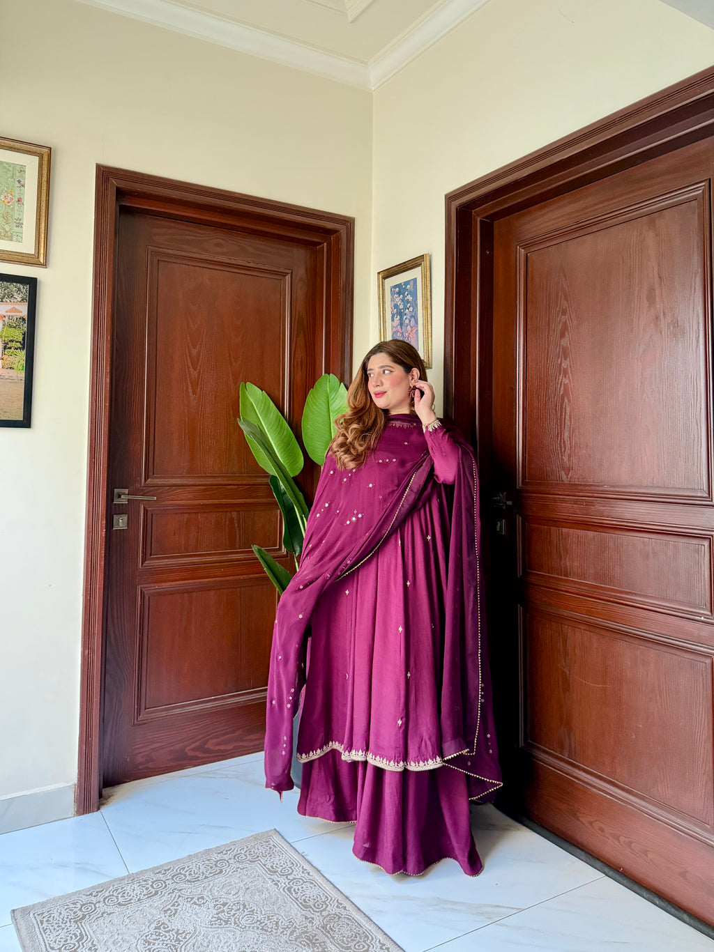 Plum Embroidered Frock