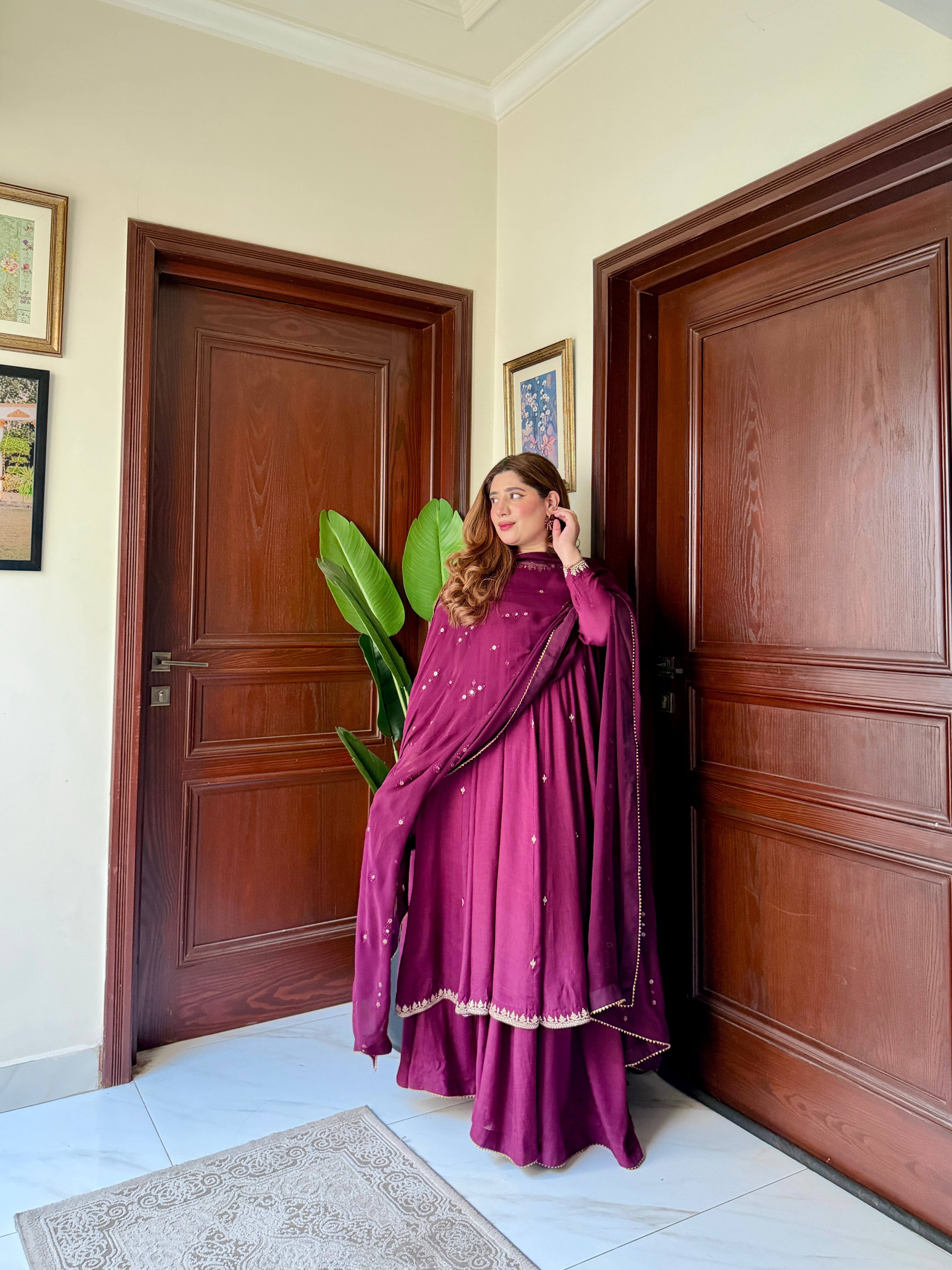 Plum Embroidered Frock