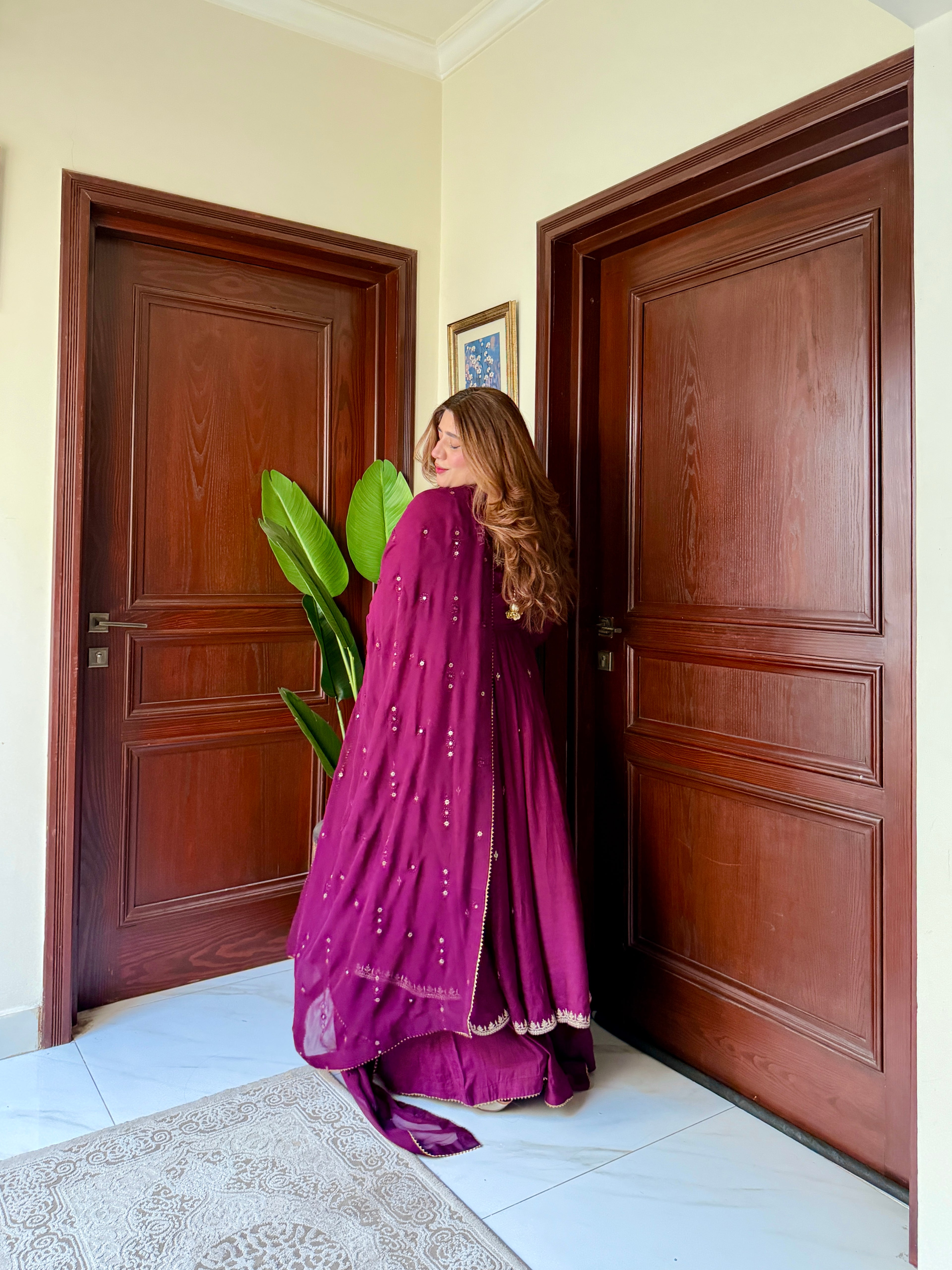 Plum Embroidered Frock