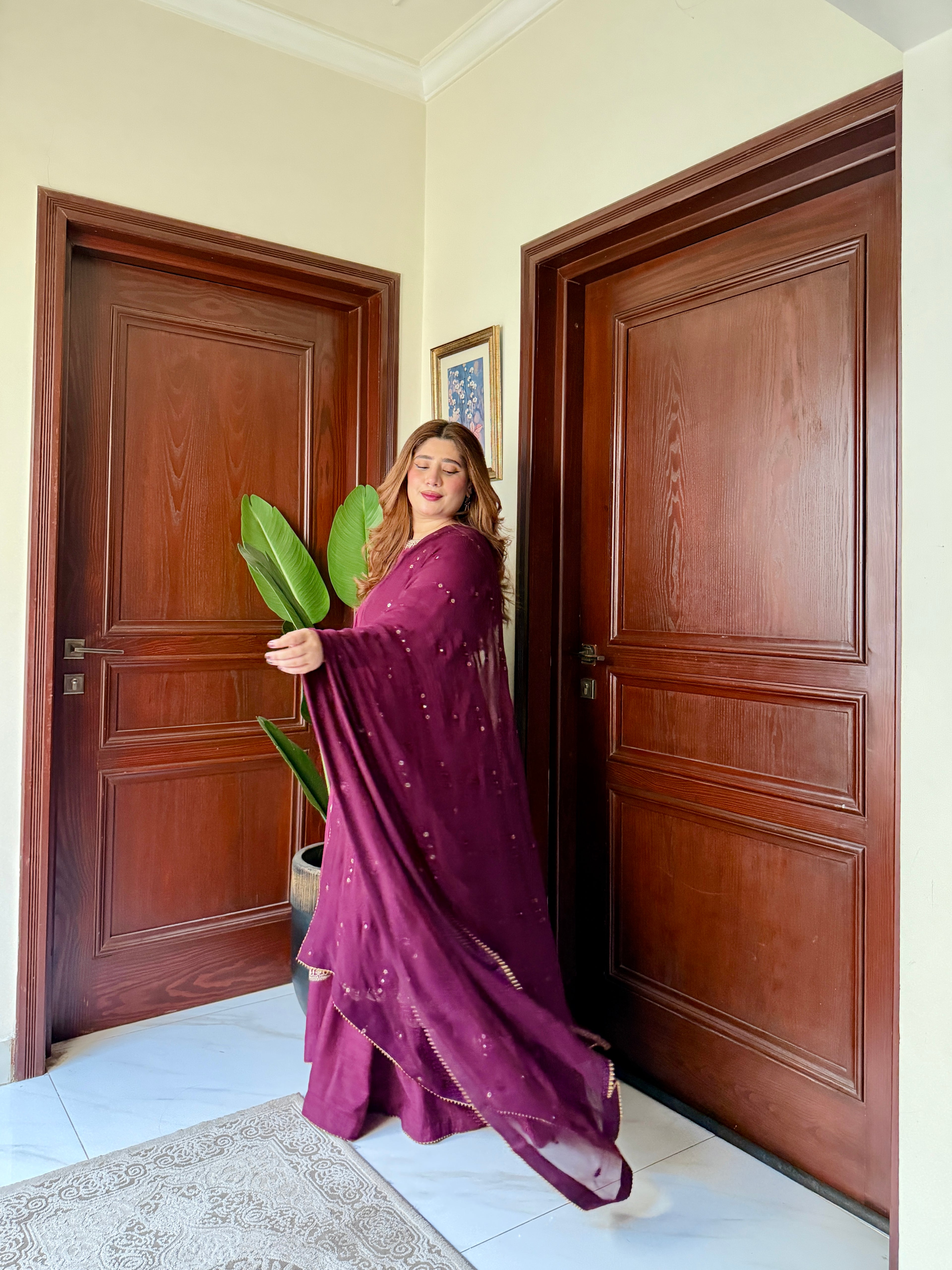 Plum Embroidered Frock