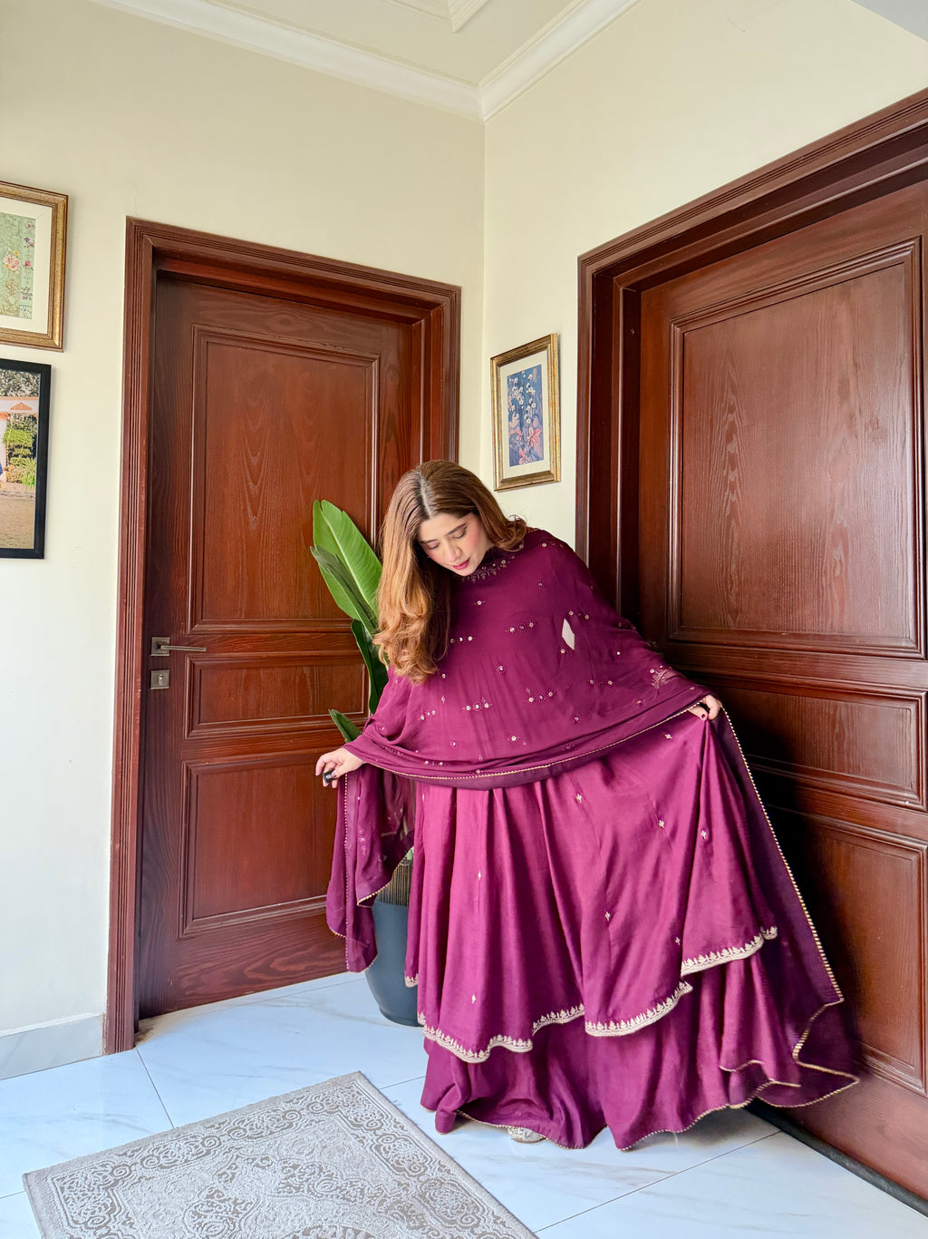 Plum Embroidered Frock