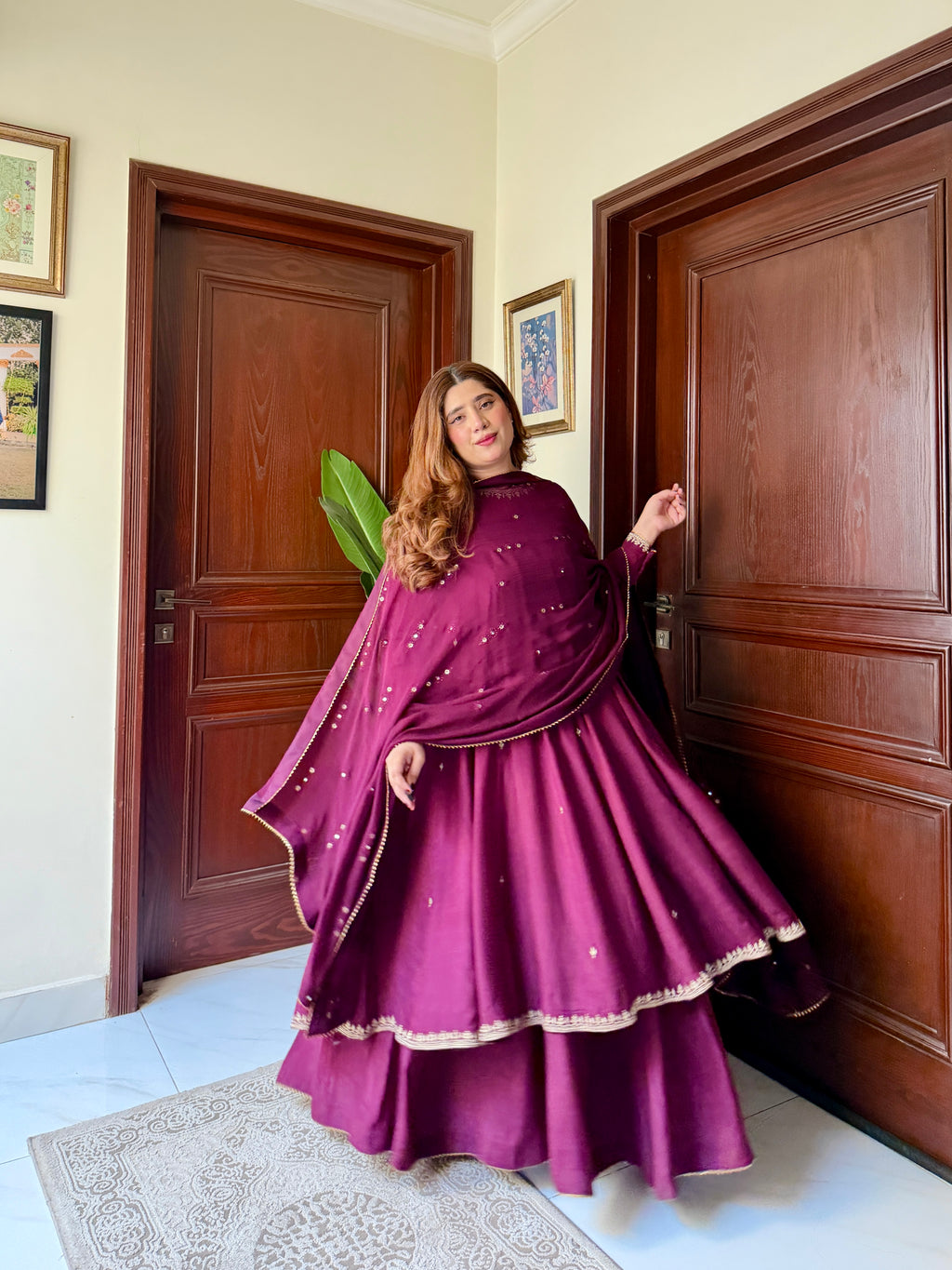 Plum Embroidered Frock